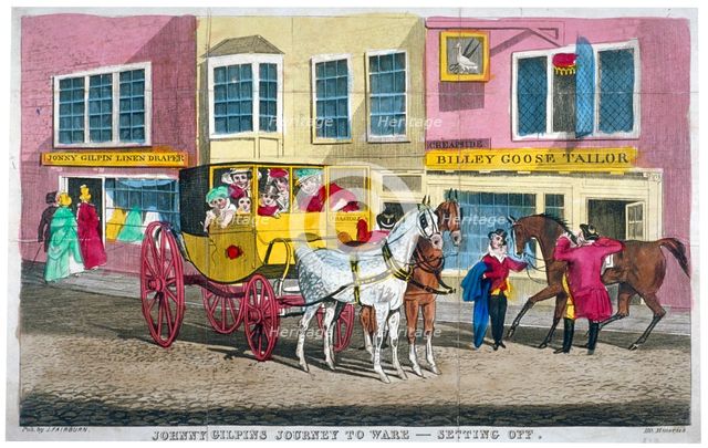 'Johnny Gilpin's journey to Ware - setting off', c1795.                   Artist: Anon