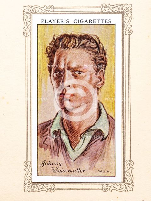 Johnny Weissmuller Collectables Picture of movie stars that came with the Players cigarette packet,  Creator: Unknown.