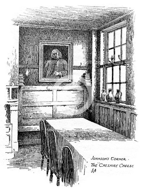 Johnson's Corner, the Cheshire Cheese pub, City of London, 1912. Artist: Frederick Adcock