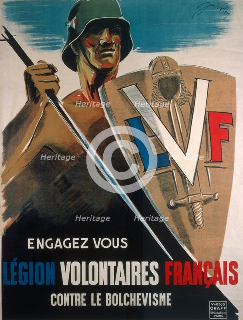 Join the LVF against the Bolsheviks, pub. 1942 (colour lithograph)