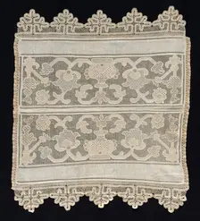 Joined Towel Ends with Floral Motifs, 19th century. Creator: Unknown