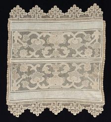 Joined Towel Ends with Floral Motifs, 19th century. Creator: Unknown