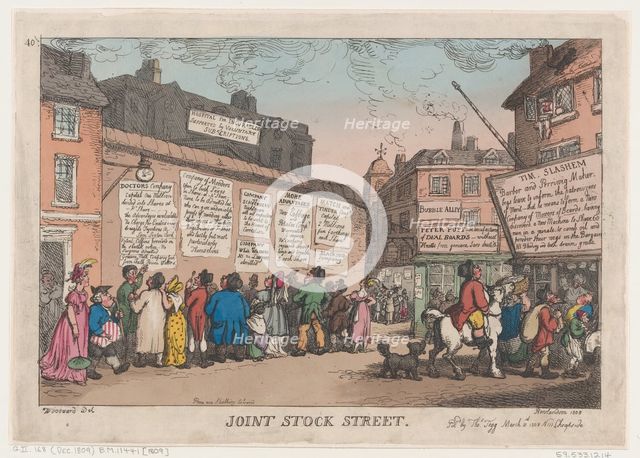 Joint Stock Street, March 10, 1808., March 10, 1808. Creator: Thomas Rowlandson.