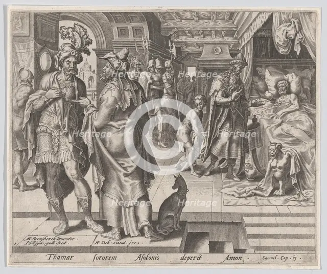 Jonadab Counselling Amnon, from The Story of Tamar and Amnon, plate 1, 1559., 1559. Creator: Philip Galle.