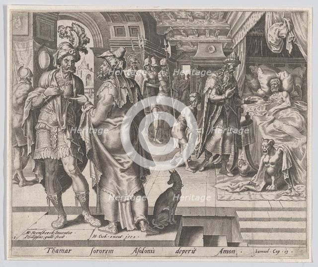Jonadab Counselling Amnon, from The Story of Tamar and Amnon, plate 1, 1559., 1559. Creator: Philip Galle.