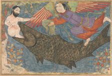 Jonah and the Whale, Folio from a Jami al-Tavarikh (Compendium of Chronicles), ca. 1400. Creator: Unknown