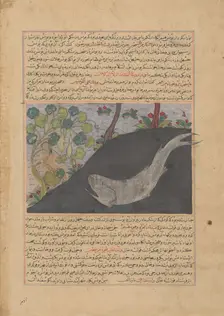 Jonah and the Whale, Folio from a Majma al-Tavarikh (Compendium of Histories)..., ca. 1425. Creator: Unknown