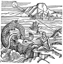 Jonah being spewed up by the whale, 1557