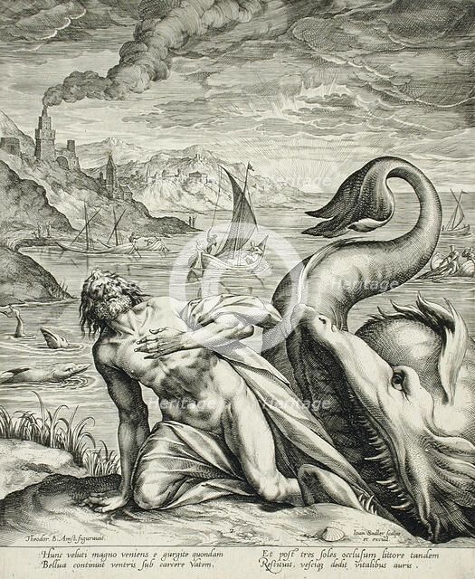 Jonah Spat Up by the Whale, c1582. Creator: Johann Sadeler I.