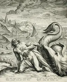 Jonah Spat Up by the Whale, c1582. Creator: Johann Sadeler I