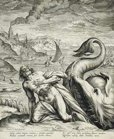 Jonah Spat Up by the Whale, c1582. Creator: Johann Sadeler I