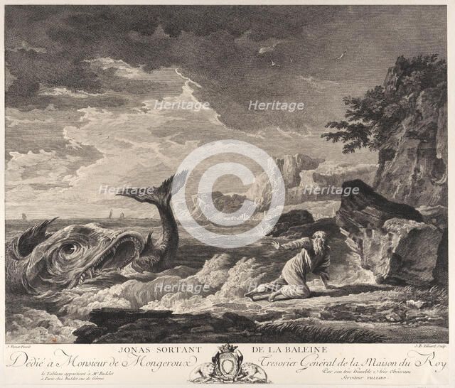 Jonas Leaving the Whale, ca. 1770. Creator: Jean Baptiste Tilliard.