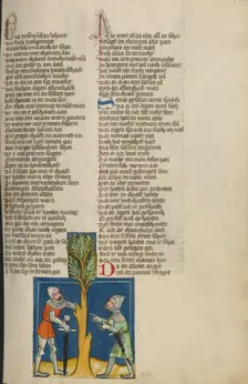 Jonathan Disobeying the Prohibition to Eat; Weltchronik, about 1400-1410. Creator: Unknown