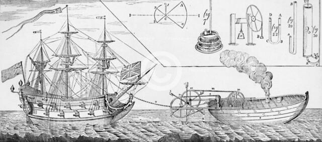 'Jonathan Hulls's Steam Tug Boat', 1736, (1904). Artist: Unknown.