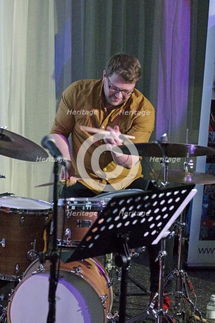 Jonathan Silk, Sara Colman Band, Watermill Jazz Club, Dorking, Surrey, 28 Jan 2020. Creator: Brian O'Connor.