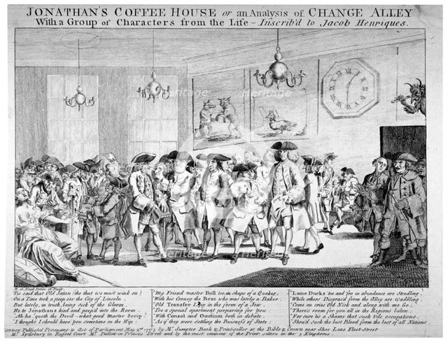 Jonathan's Coffee House, London, 1763. Artist: HO Neal