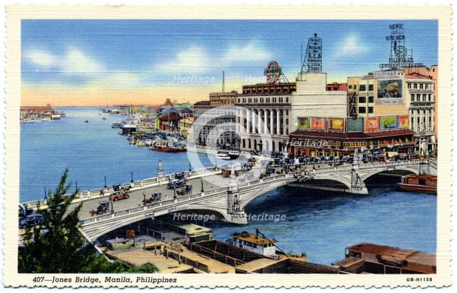 Jones Bridge, Manila, Phillipines, 1940. Artist: Unknown