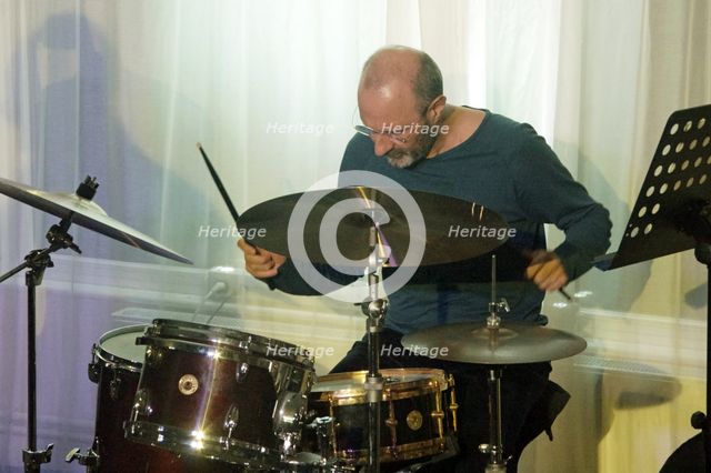 Jorge Rossy, Martin Speake's International Quartet, Watermill Jazz Club, Surrey, 18 Feb 2020. Creator: Brian O'Connor.