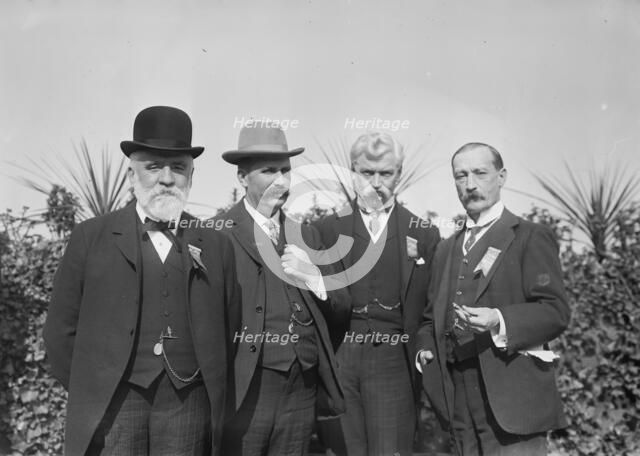 Jos. Ellis, Sir John Randles, G. Muir Ritchie, and Col. Sir Chas. Allen standing together... 1910. Creator: Bain News Service.