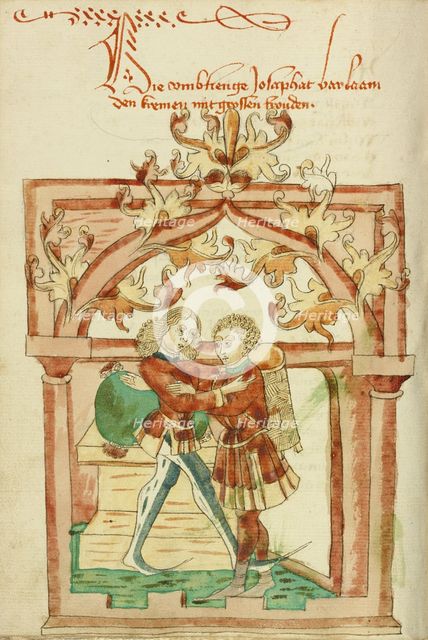 Josaphat and Barlaam Embracing, 1469. Creator: Unknown.