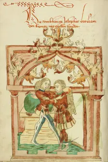 Josaphat and Barlaam Embracing, 1469. Creator: Unknown