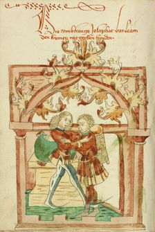 Josaphat and Barlaam Embracing, 1469. Creator: Unknown