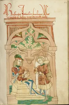 Josaphat and Barlaam in Conversation; Barlaam und Josaphat, 1469. Creators: Hans Schilling, Diebolt Lauber
