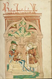 Josaphat and Barlaam in Conversation; Barlaam und Josaphat, 1469. Creators: Hans Schilling, Diebolt Lauber
