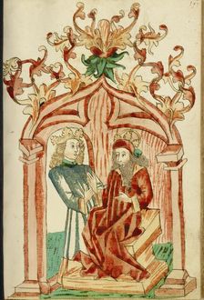 Josaphat and King Avenir in Conversation; Barlaam und Josaphat, 1469. Creators: Hans Schilling, Diebolt Lauber