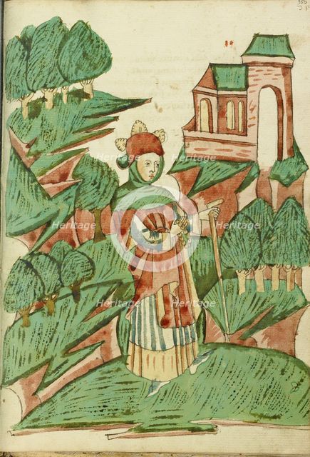 Josaphat as a Pilgrim; Barlaam und Josaphat, 1469. Creators: Hans Schilling, Diebolt Lauber.