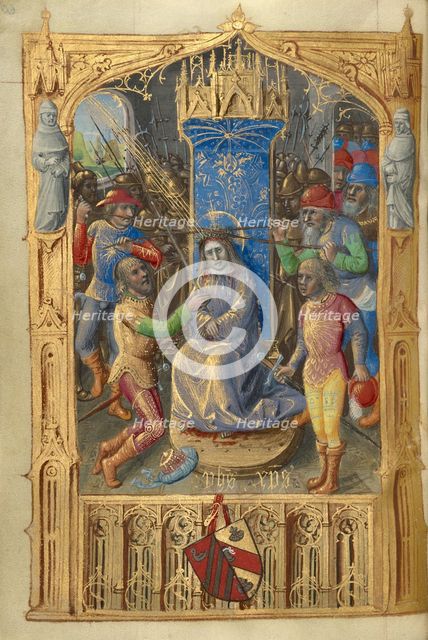 Josaphat Enthroned Tempted by a Naked Woman; Barlaam und Josaphat, 1469. Creators: Hans Schilling, Diebolt Lauber.