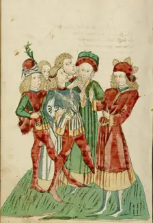 Josaphat Speaks to the Nobles; Barlaam und Josaphat, 1469. Creators: Hans Schilling, Diebolt Lauber