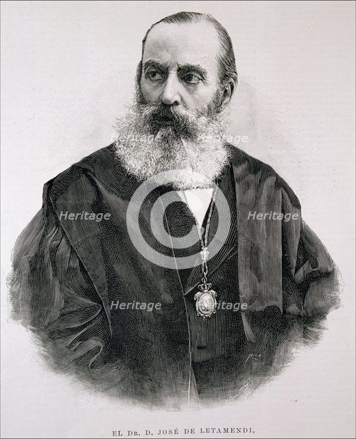 José de Letamendi (1828-1952), Spanish doctor. Engraving in the 'Ilustración Española y Americana'.