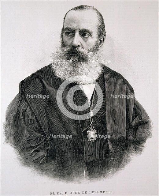 José de Letamendi (1828-1952), Spanish doctor. Engraving in the 'Ilustración Española y Americana'.