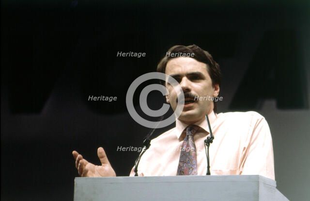 José María Aznar (1953 -) President of the government of Spain and Partido Popular politician, ph…