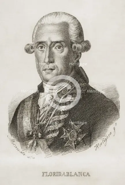 Jose Moñino y Redondo, 1st Count of Floridablanca (1728-1808), Spanish statesman, 1851. Creator: Pedro Hortigosa.