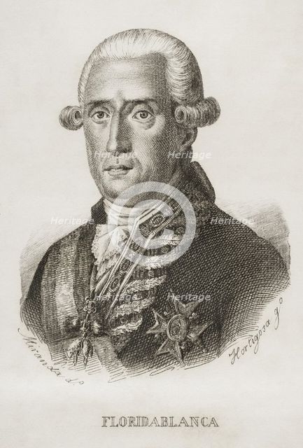 Jose Moñino y Redondo, 1st Count of Floridablanca (1728-1808), Spanish statesman, 1851. Creator: Pedro Hortigosa.