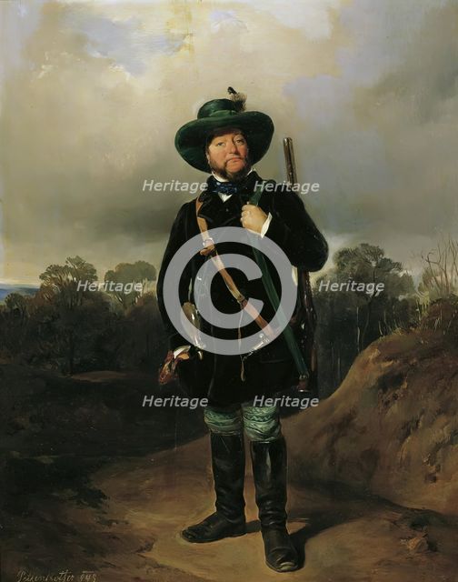 Josef Strommer as a hunter, 1845. Creator: August von Pettenkofen.