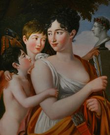 Josefa Tudó with her sons Manuel and Luis Godoy, in a garden, c1812. Creator: Jose de Madrazo