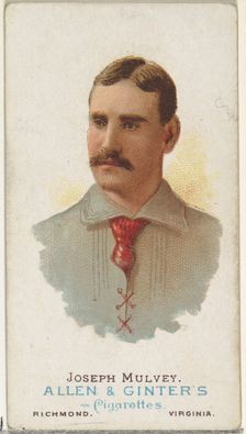 Joseph Mulvey, Baseball Player, from World's Champions, Series 1 (N28) for Allen & Ginter ..., 1887. Creator: Allen & Ginter