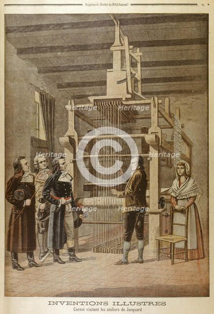 Joseph Marie Jacquard, showing his loom to Lazare Carnot, Lyon, France, 1801 (1901). Artist: Unknown
