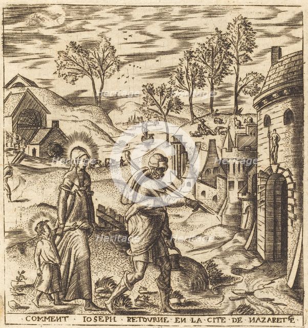 Joseph, Mary and Jesus Returning to Nazareth, probably c. 1576/1580. Creator: Leonard Gaultier.