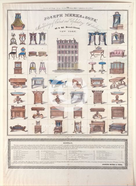Joseph Meeks & Sons' Manufactory of Cabinet and Upholstery Articles, 1833. Creator: Joseph Meeks & Sons.