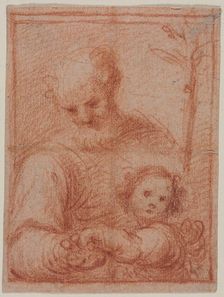 Joseph and Child (recto); Fragment of Two Figures (verso), 16th century. Creator: Unknown