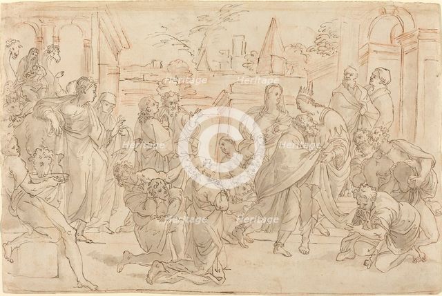 Joseph and His Brother in Egypt [verso], 17th century. Creator: Unknown.