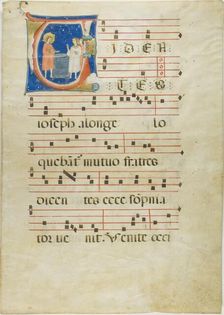 Joseph and his Brothers at the Well, Initial V from an Antiphonary, 1310/15. Creator: Neri da Rimini