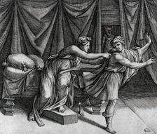 Joseph and Potiphar's Wife, c1520. Creator: Marcantonio Raimondi