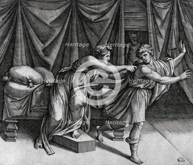 Joseph and Potiphar's Wife, c1520. Creator: Marcantonio Raimondi.