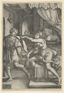 Joseph and Potiphar's Wife, from The Story of Joseph, 1546. Creator: Georg Pencz