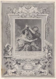 Joseph and Potiphar's wife, within an ornate frame, 1739. Creator: Pietro Monaco